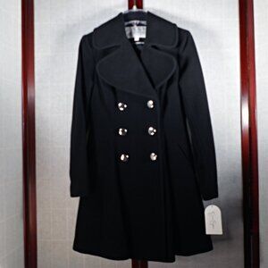 Vtg Y2K Jessica Simpson Black Wool Flared Coat